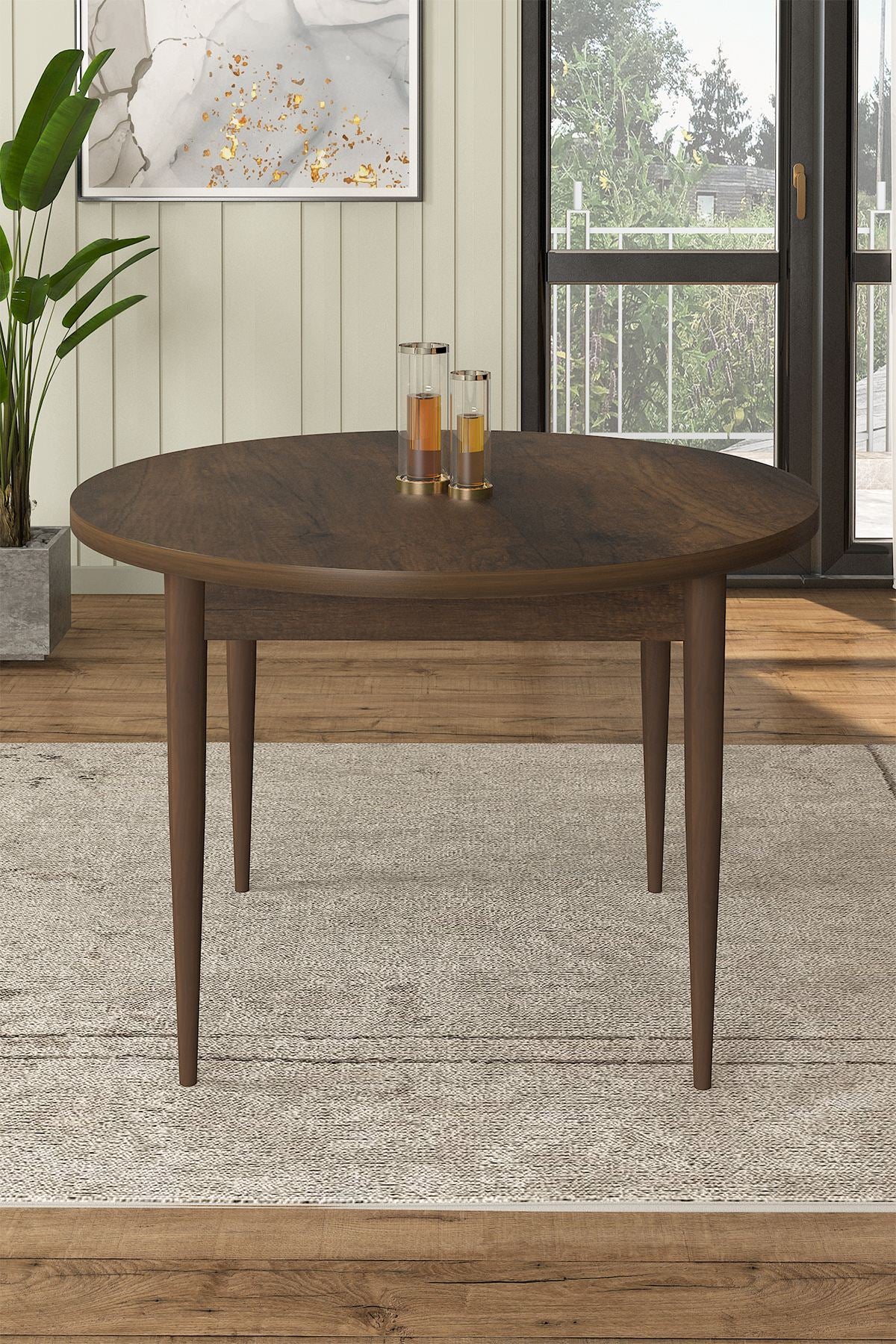 Τραπέζι Τραπεζαρίας Stalida Baroque - Καφέ 90x90x75 εκ. Μασίφ Ξύλου