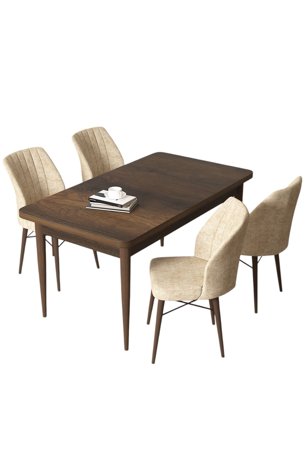 Σετ Τραπεζαρίας 5τμχ Prokopi Baroque - Κρεμ 110x71x76 εκ. Μελαμίνης