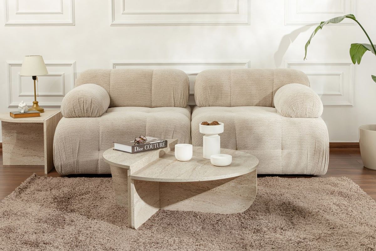 Τραπεζάκι Σαλονιού Pyrgos Travertine 90x60x30 εκ. Μελαμίνης