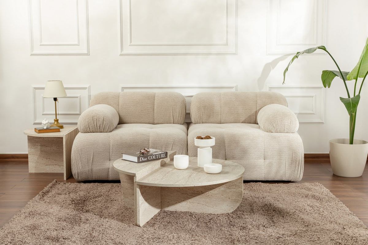 Τραπεζάκι Σαλονιού Pyrgos Travertine 90x60x30 εκ. Μελαμίνης