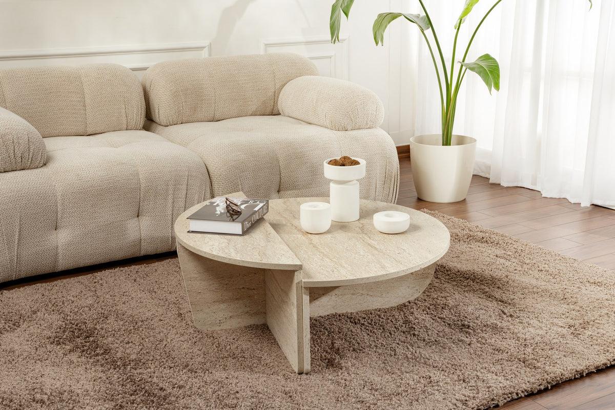 Τραπεζάκι Σαλονιού Pyrgos Travertine 90x60x30 εκ. Μελαμίνης