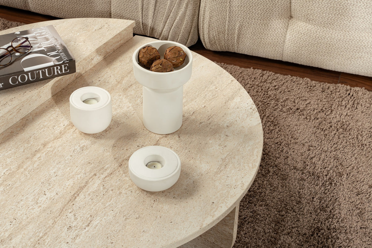 Τραπεζάκι Σαλονιού Pyrgos Travertine 90x60x30 εκ. Μελαμίνης