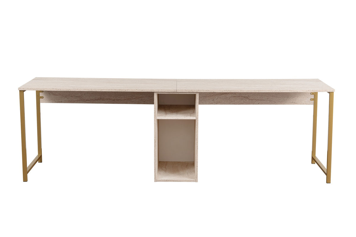 Γραφείο Metsovo Με Ράφια Travertine - Χρυσό 240x60x74 εκ. Μελαμίνης