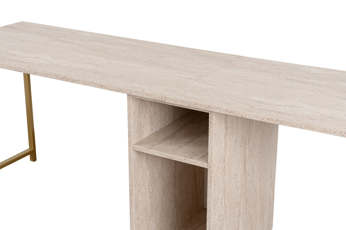 Γραφείο Metsovo Με Ράφια Travertine - Χρυσό 240x60x74 εκ. Μελαμίνης