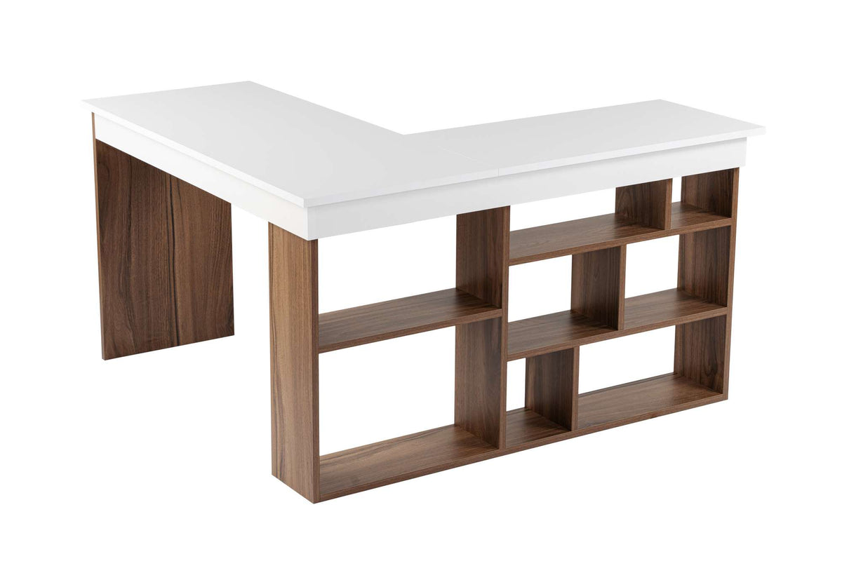 Γραφείο Mouresi Καρυδί Venezia - Λευκό 130x120x72 εκ. Μελαμίνης