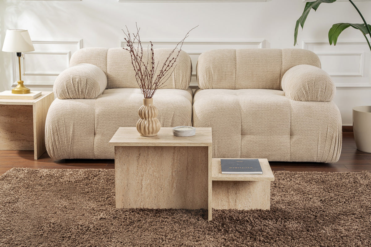 Τραπεζάκι Σαλονιού Pouri Travertine 80x40x40 εκ. Μελαμίνης