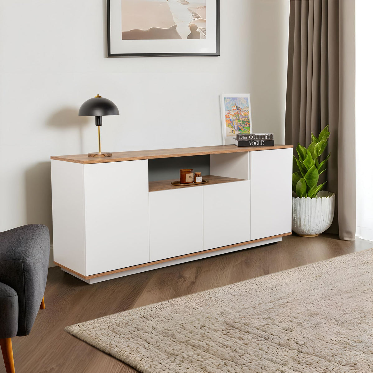Κονσόλα Pefkos Λευκό - Ατλαντικό Πεύκο 180x44.5x75 εκ. Μελαμίνης