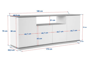Κονσόλα Pefkos Ανθρακί - Ατλαντικό Πεύκο 180x44.5x75 εκ. Μελαμίνης
