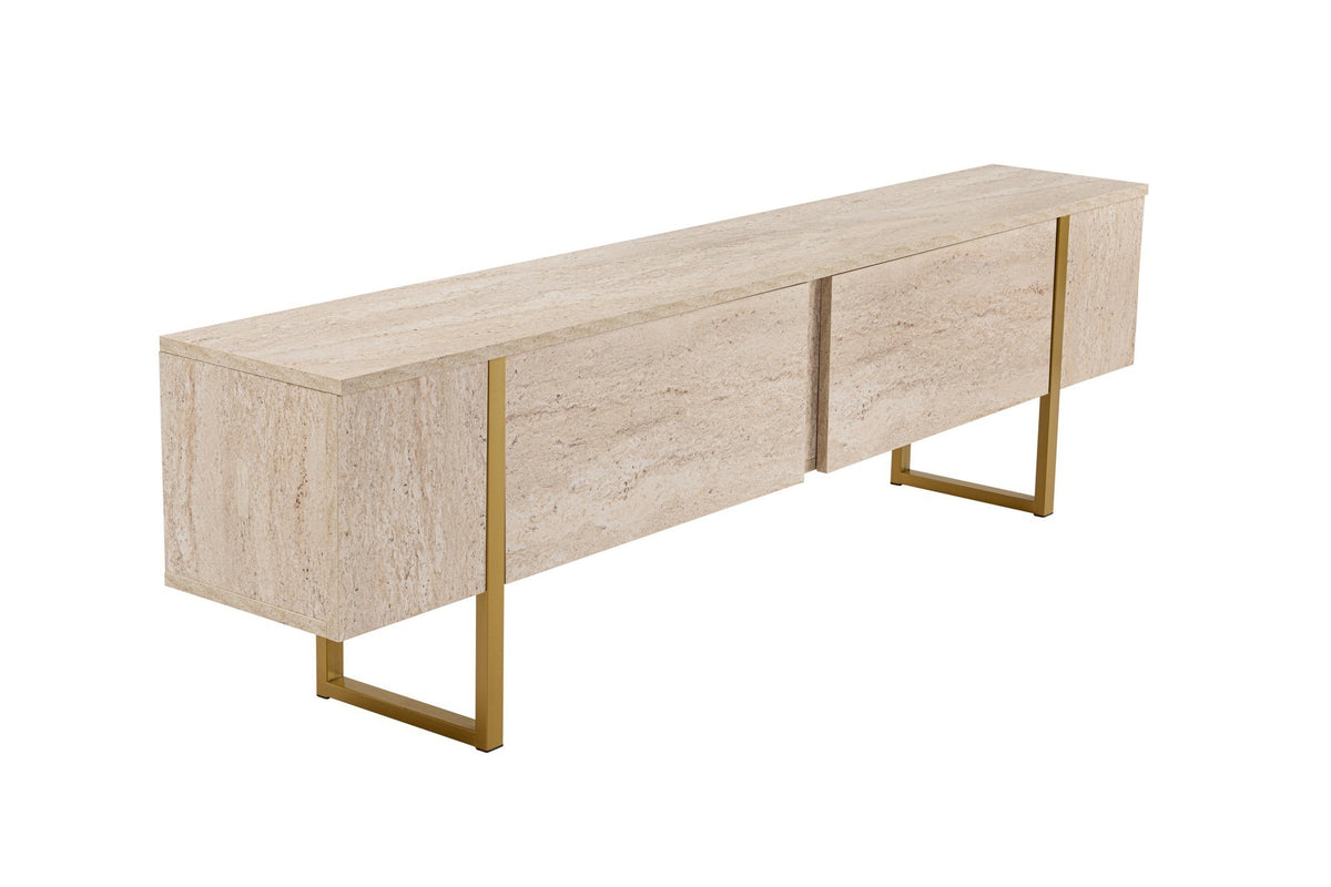 Έπιπλο Τηλεόρασης Volax Travertine - Χρυσό 180x30x50 εκ. Μελαμίνης