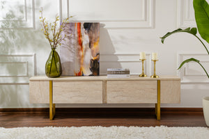 Έπιπλο Τηλεόρασης Volax Travertine - Χρυσό 180x30x50 εκ. Μελαμίνης