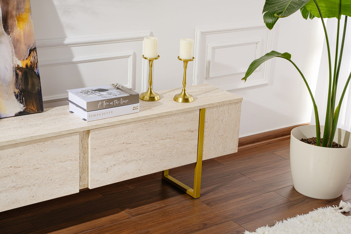 Έπιπλο Τηλεόρασης Volax Travertine - Χρυσό 180x30x50 εκ. Μελαμίνης