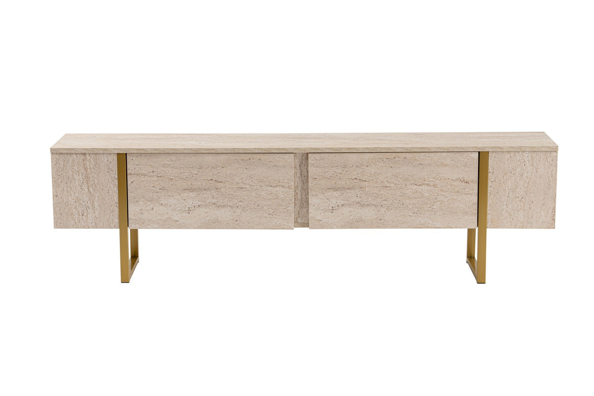 Έπιπλο Τηλεόρασης Volax Travertine - Χρυσό 180x30x50 εκ. Μελαμίνης