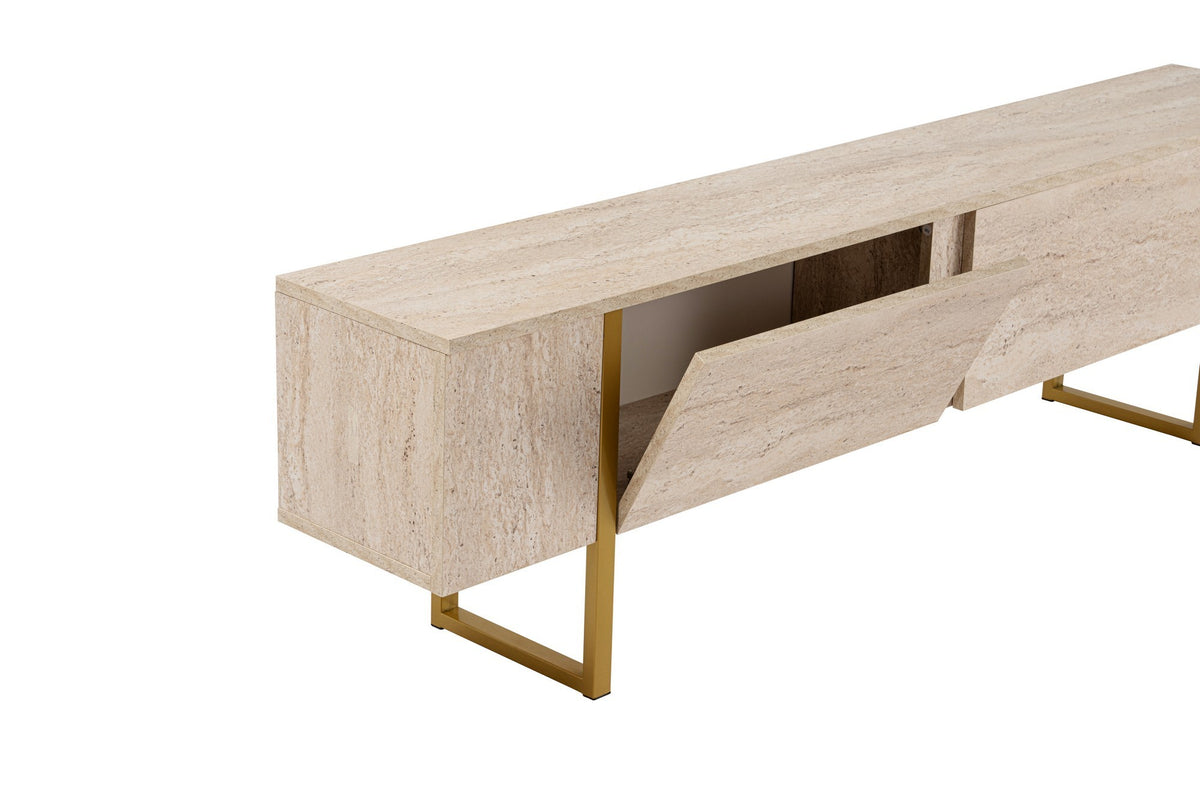 Έπιπλο Τηλεόρασης Volax Travertine - Χρυσό 180x30x50 εκ. Μελαμίνης