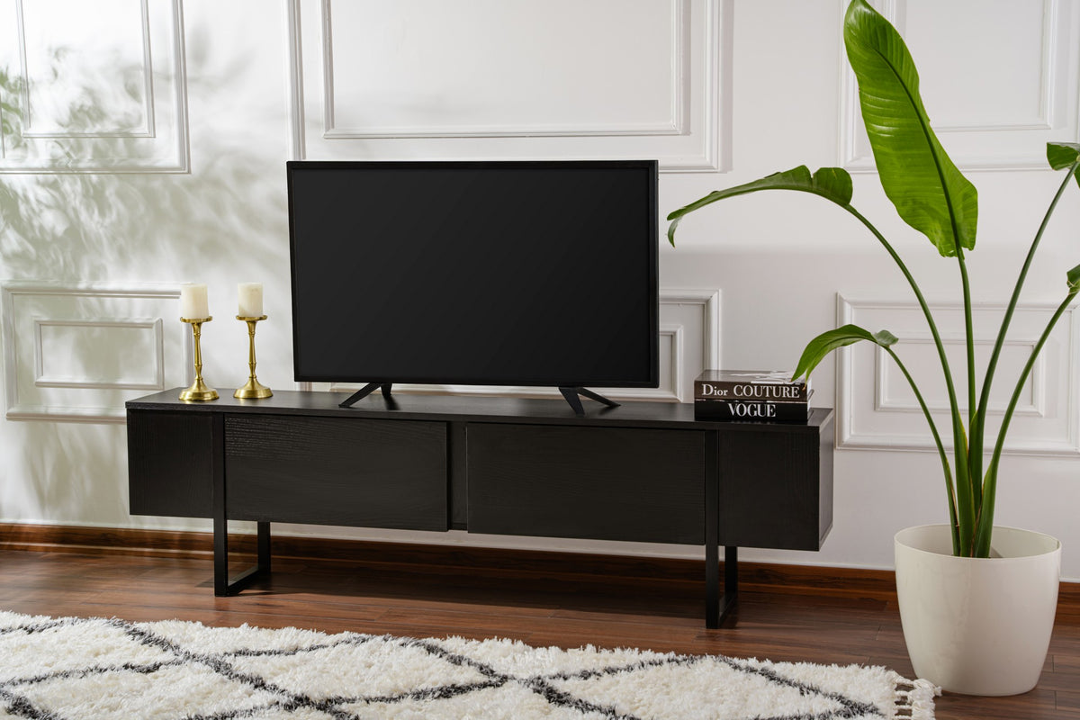Έπιπλο Τηλεόρασης Volax Μαύρο Ξύλο - Μαύρο 180x30x50 εκ. Μελαμίνης