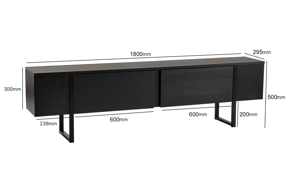 Έπιπλο Τηλεόρασης Volax Μαύρο Ξύλο - Μαύρο 180x30x50 εκ. Μελαμίνης