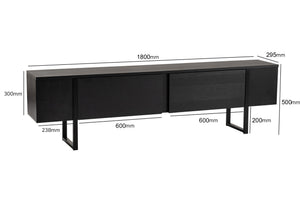 Έπιπλο Τηλεόρασης Volax Μαύρο Ξύλο - Μαύρο 180x30x50 εκ. Μελαμίνης