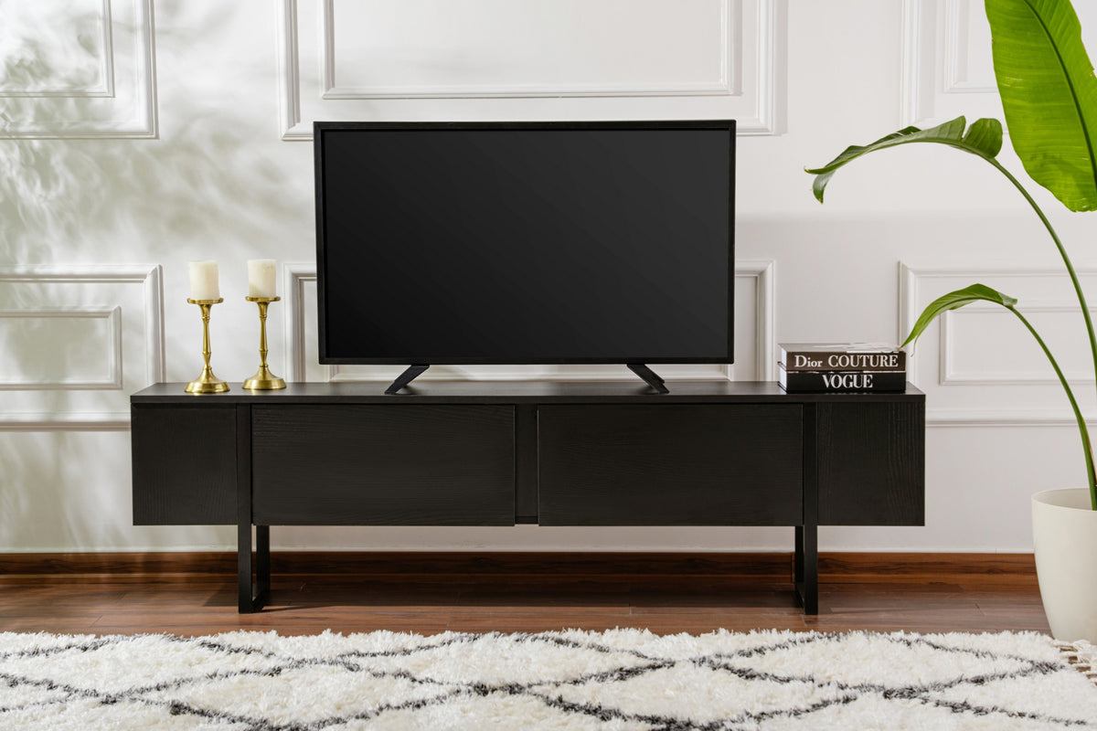 Έπιπλο Τηλεόρασης Volax Μαύρο Ξύλο - Μαύρο 180x30x50 εκ. Μελαμίνης
