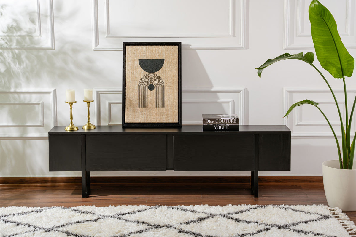 Έπιπλο Τηλεόρασης Volax Μαύρο Ξύλο - Μαύρο 180x30x50 εκ. Μελαμίνης