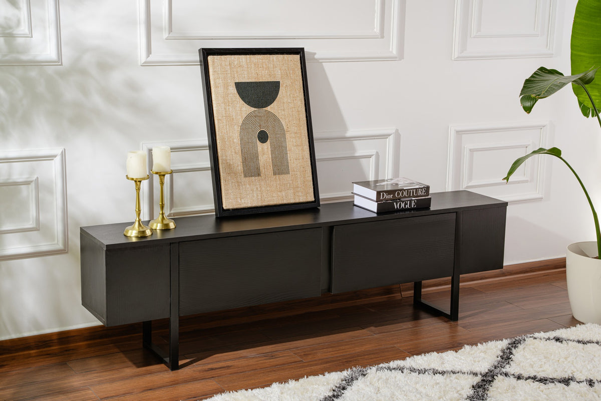 Έπιπλο Τηλεόρασης Volax Μαύρο Ξύλο - Μαύρο 180x30x50 εκ. Μελαμίνης