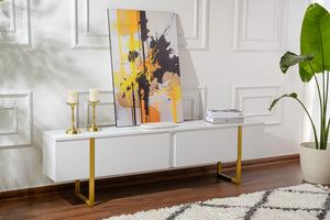 Έπιπλο Τηλεόρασης Volax Λευκό - Χρυσό 180x30x50 εκ. Μελαμίνης