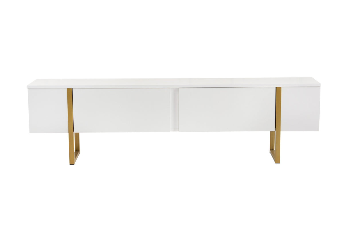 Έπιπλο Τηλεόρασης Volax Λευκό - Χρυσό 180x30x50 εκ. Μελαμίνης