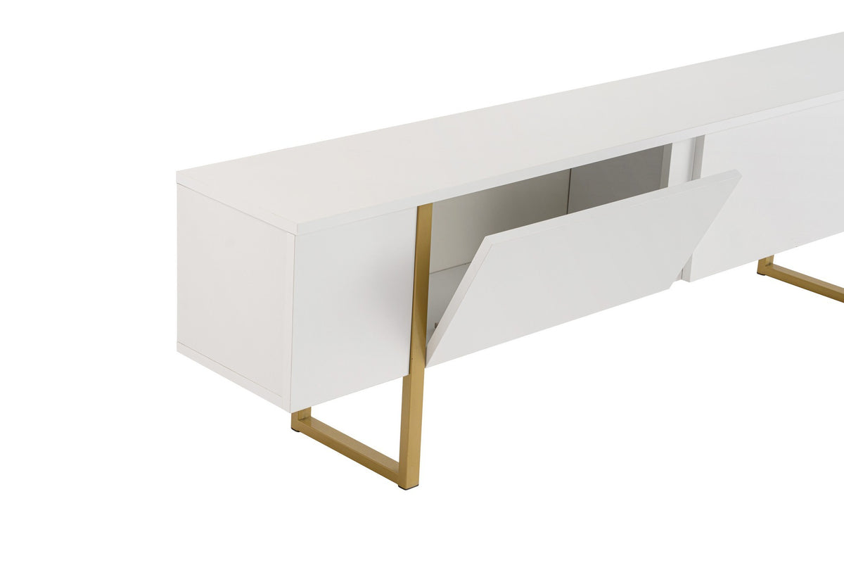 Έπιπλο Τηλεόρασης Volax Λευκό - Χρυσό 180x30x50 εκ. Μελαμίνης