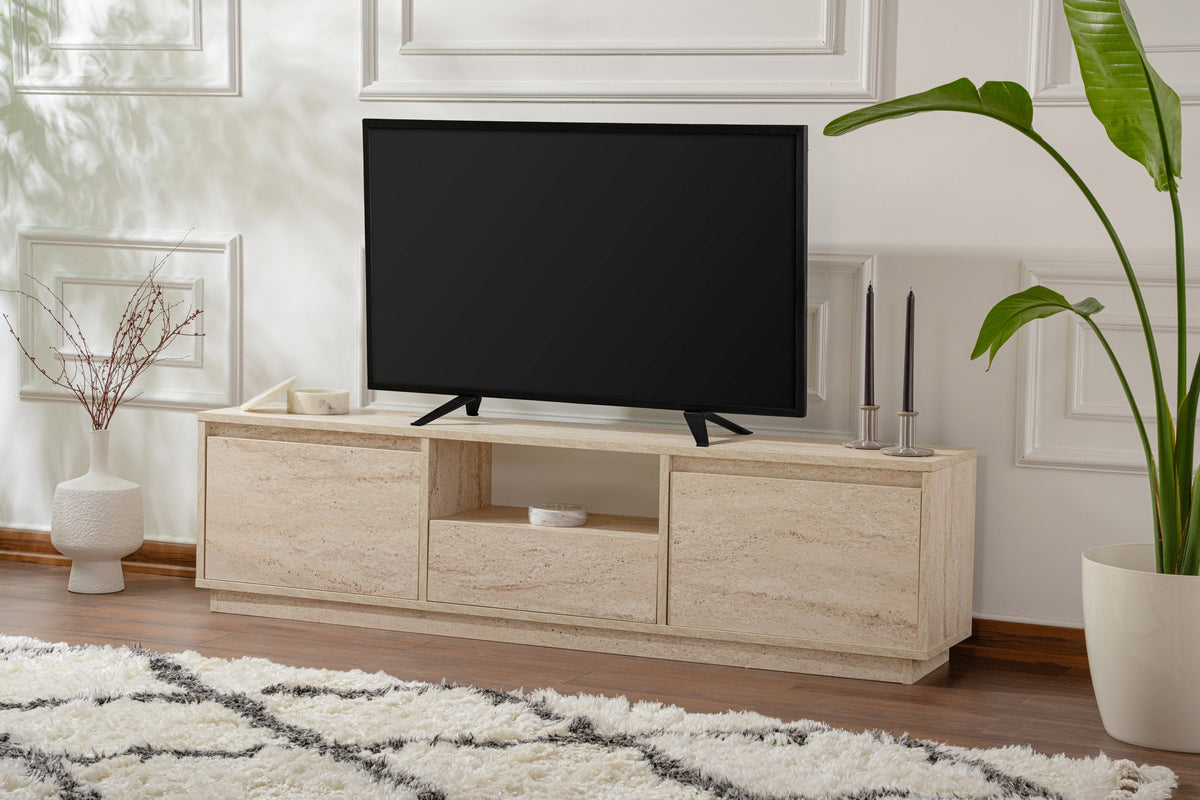 Έπιπλο Τηλεόρασης Kastraki Travertine 160x30x42 εκ. Μελαμίνης