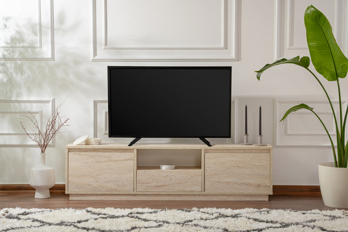 Έπιπλο Τηλεόρασης Kastraki Travertine 160x30x42 εκ. Μελαμίνης