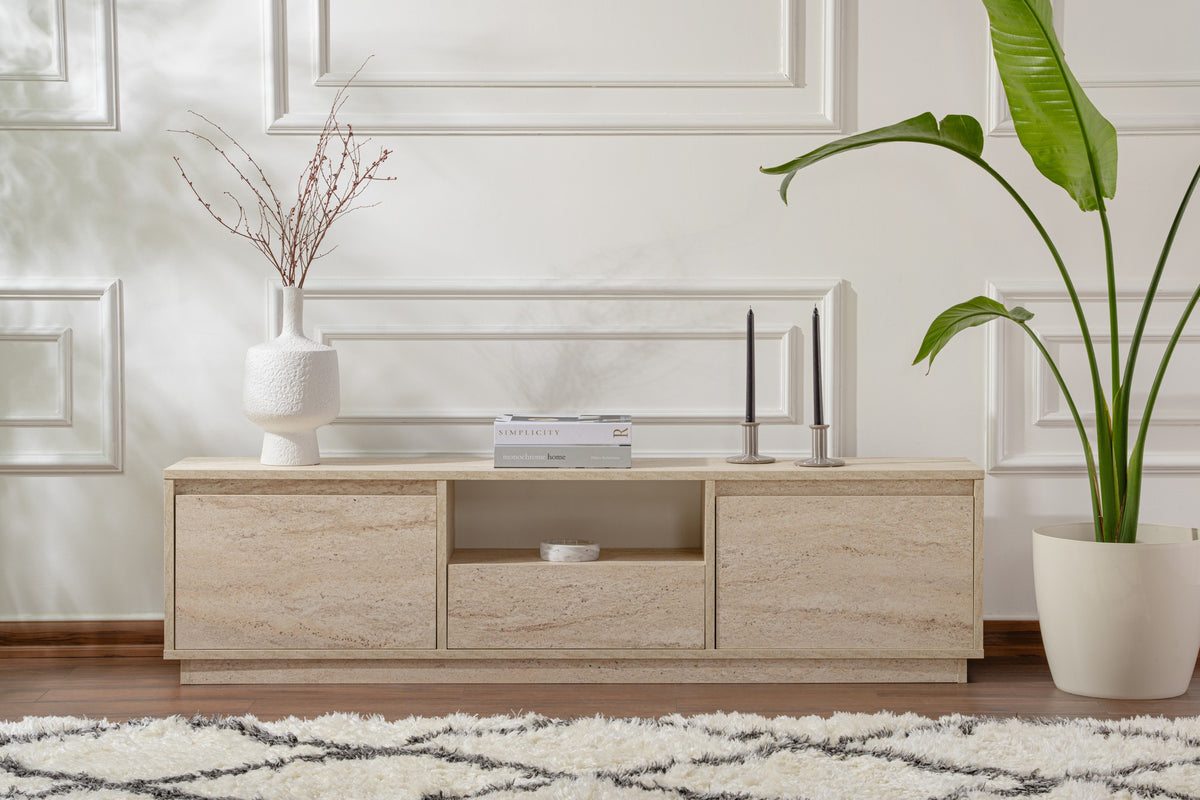 Έπιπλο Τηλεόρασης Kastraki Travertine 160x30x42 εκ. Μελαμίνης