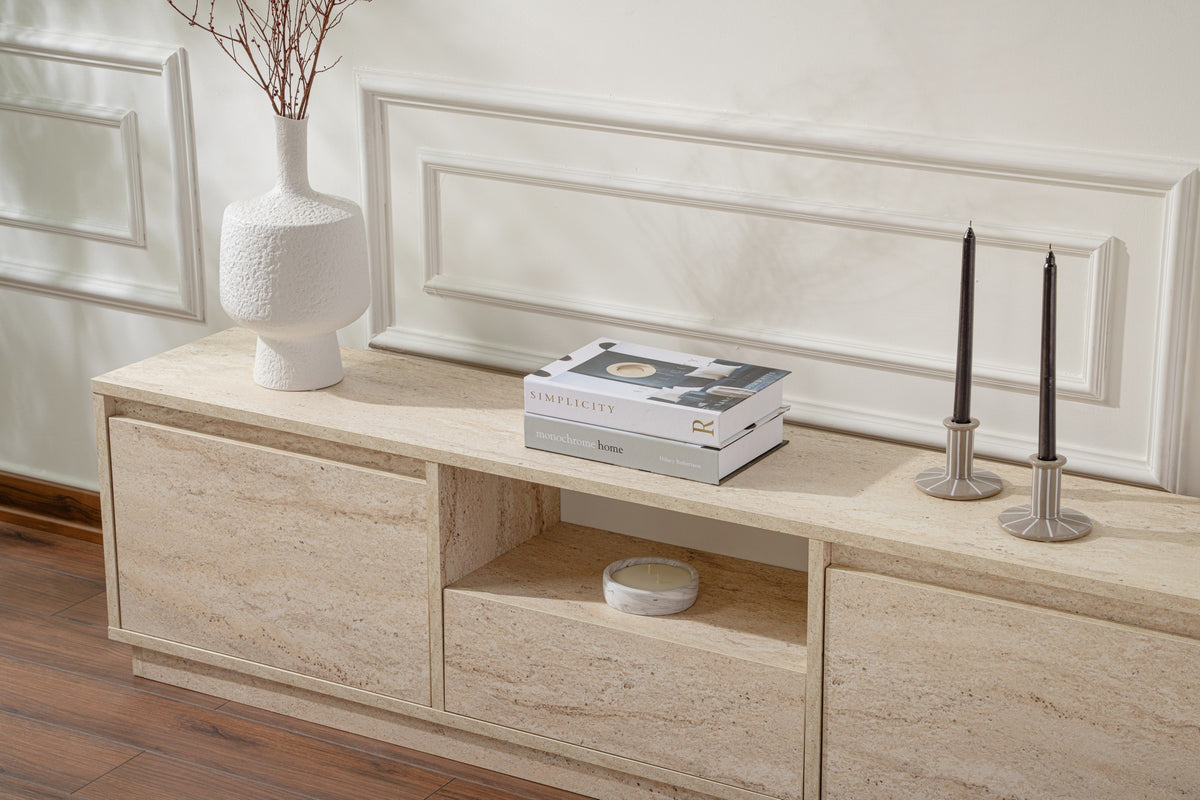 Έπιπλο Τηλεόρασης Kastraki Travertine 160x30x42 εκ. Μελαμίνης