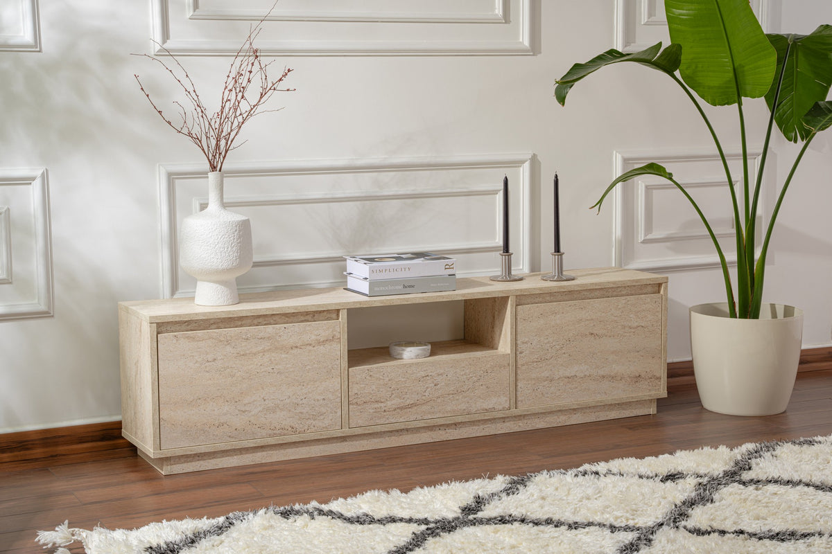 Έπιπλο Τηλεόρασης Kastraki Travertine 160x30x42 εκ. Μελαμίνης