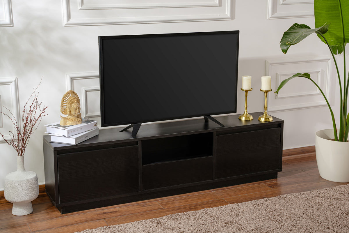 Έπιπλο Τηλεόρασης Kastraki Μαύρο Ξύλο 160x30x42 εκ. Μελαμίνης