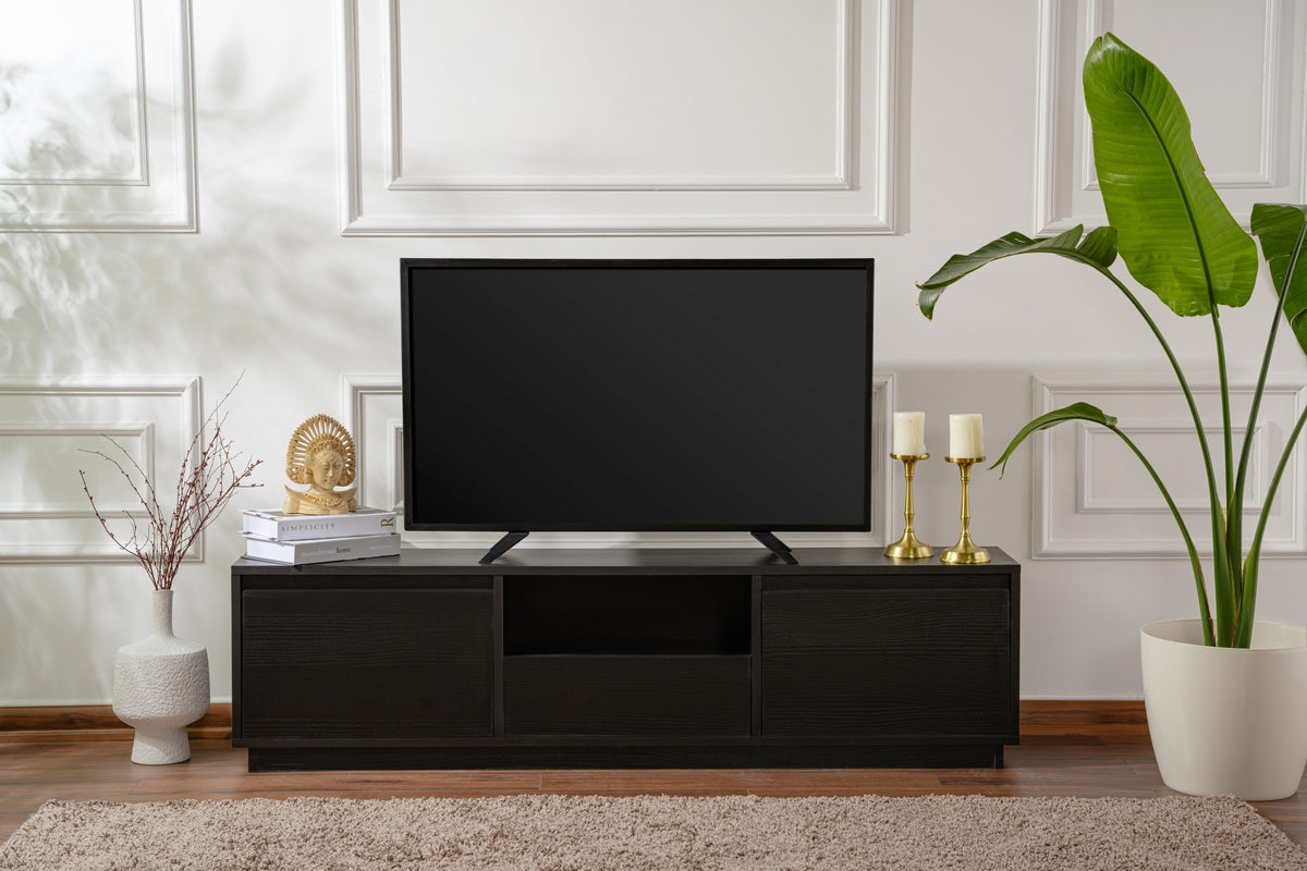 Έπιπλο Τηλεόρασης Kastraki Μαύρο Ξύλο 160x30x42 εκ. Μελαμίνης