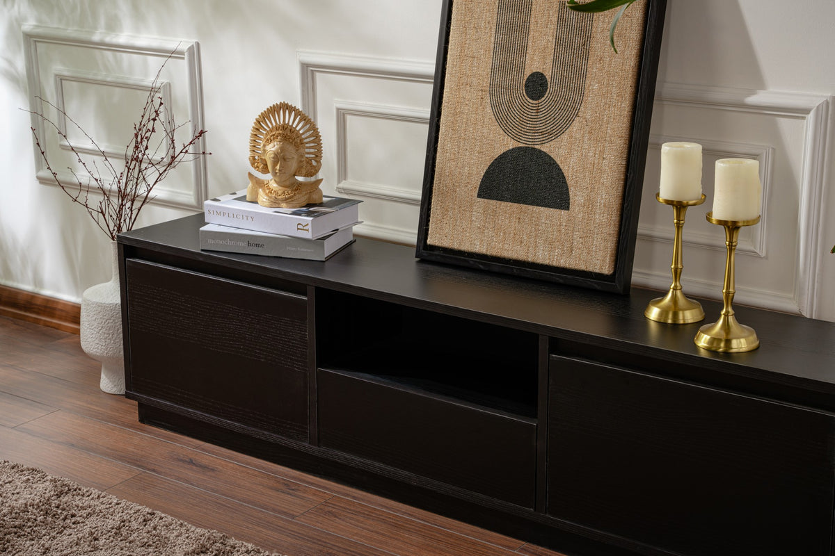 Έπιπλο Τηλεόρασης Kastraki Μαύρο Ξύλο 160x30x42 εκ. Μελαμίνης