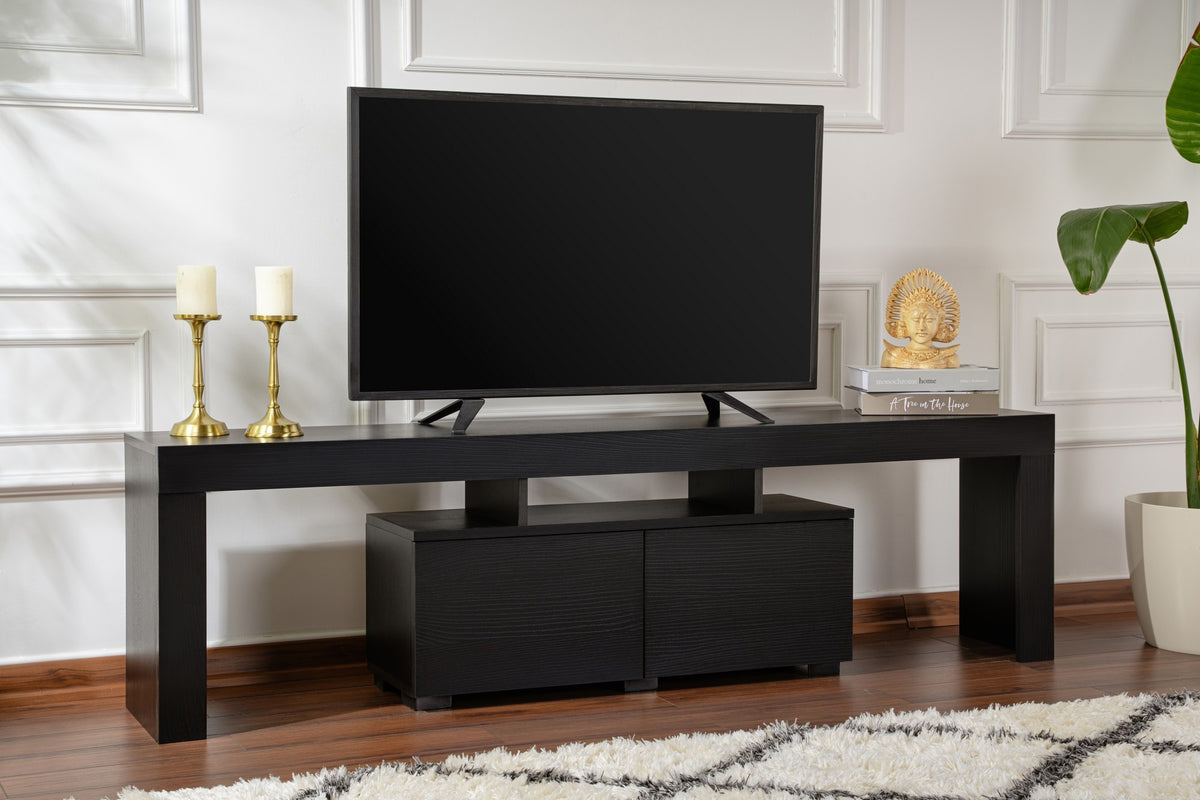 Έπιπλο Τηλεόρασης Evdilos Μαύρο Ξύλο 180x31.3x50 εκ. Μελαμίνης