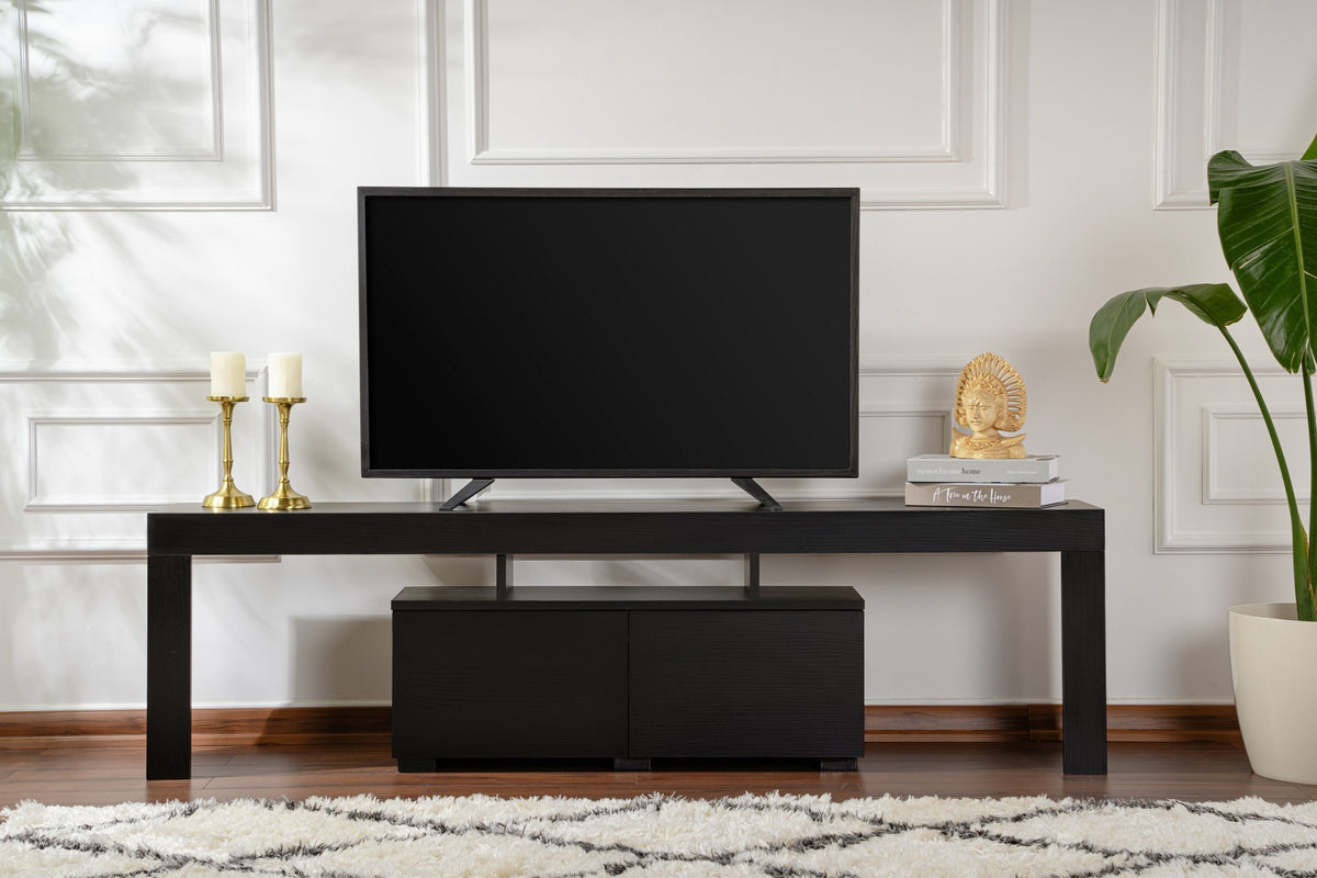 Έπιπλο Τηλεόρασης Evdilos Μαύρο Ξύλο 180x31.3x50 εκ. Μελαμίνης