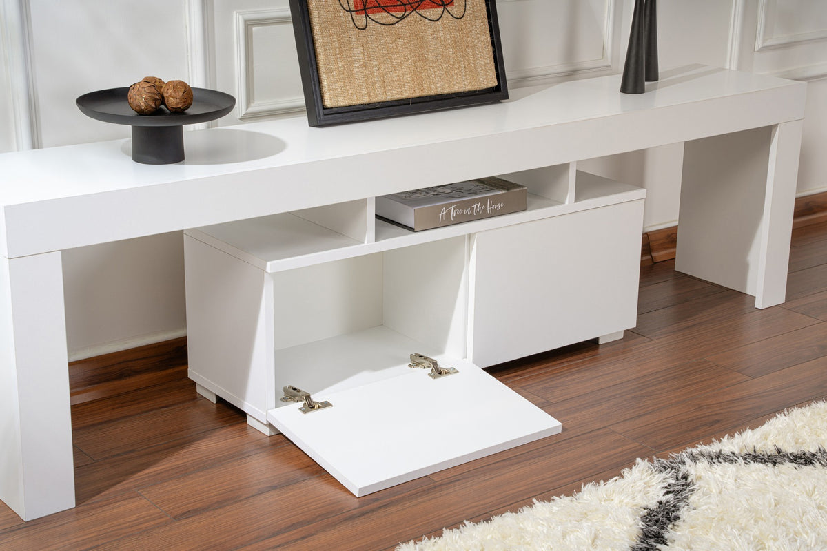 Έπιπλο Τηλεόρασης Evdilos Φυσικό Λευκό 180x31.3x50 εκ. Μελαμίνης