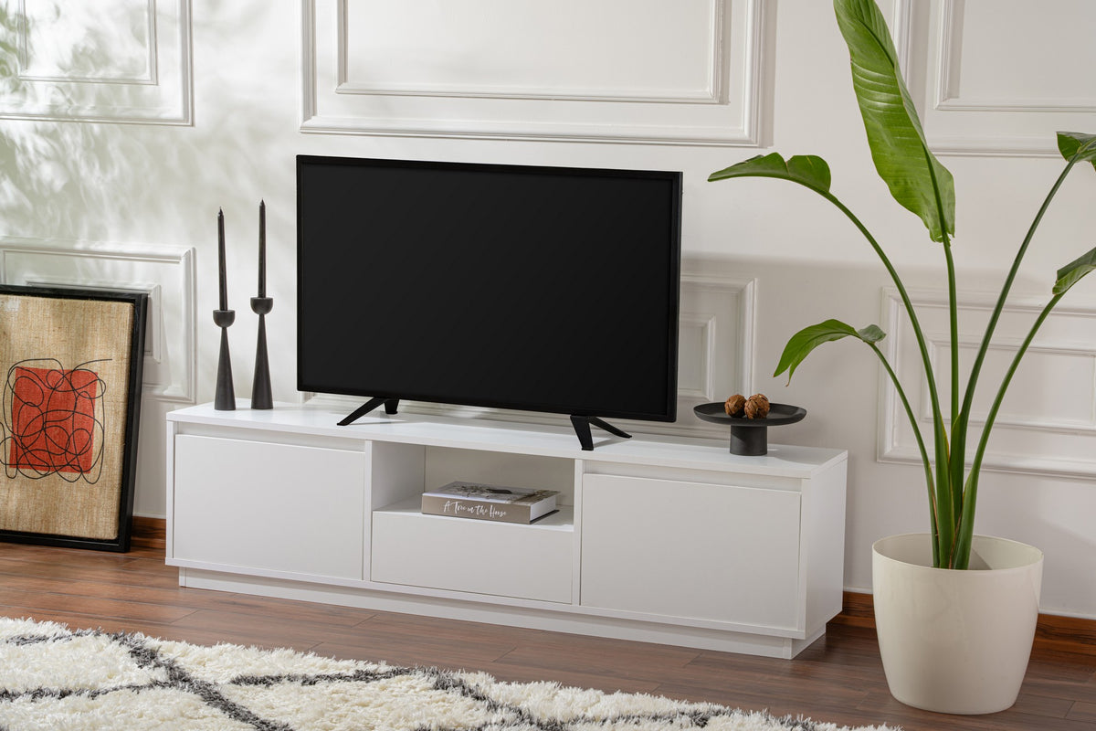 Έπιπλο Τηλεόρασης Kastraki Φυσικό Λευκό 160x30x42 εκ. Μελαμίνης