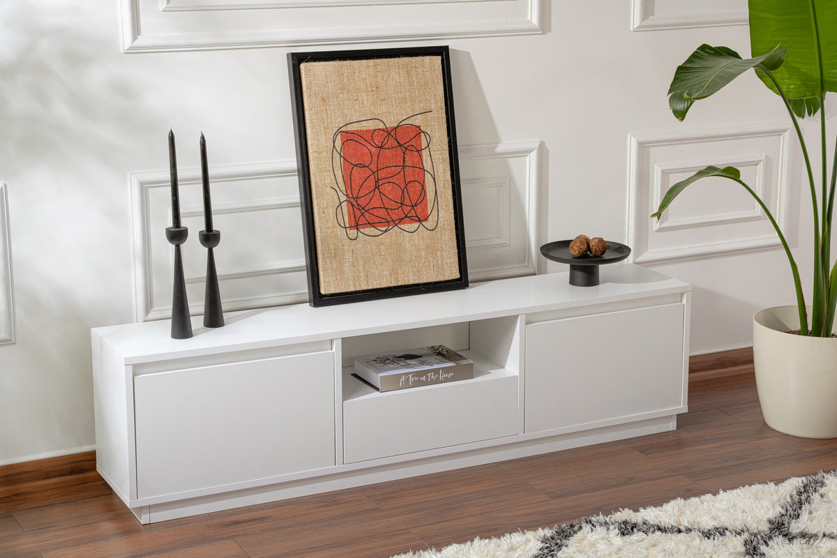 Έπιπλο Τηλεόρασης Kastraki Φυσικό Λευκό 160x30x42 εκ. Μελαμίνης