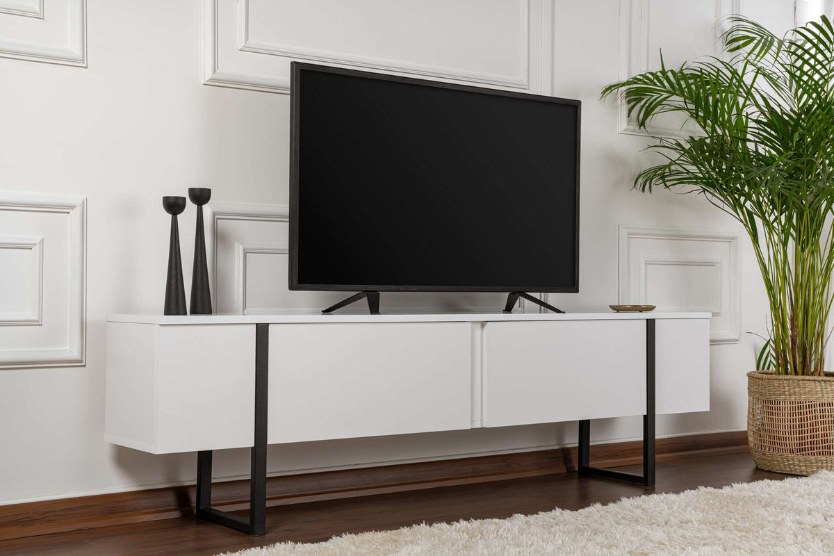 Έπιπλο Τηλεόρασης Volax Λευκό - Μαύρο 180x30x45 εκ. Μελαμίνης