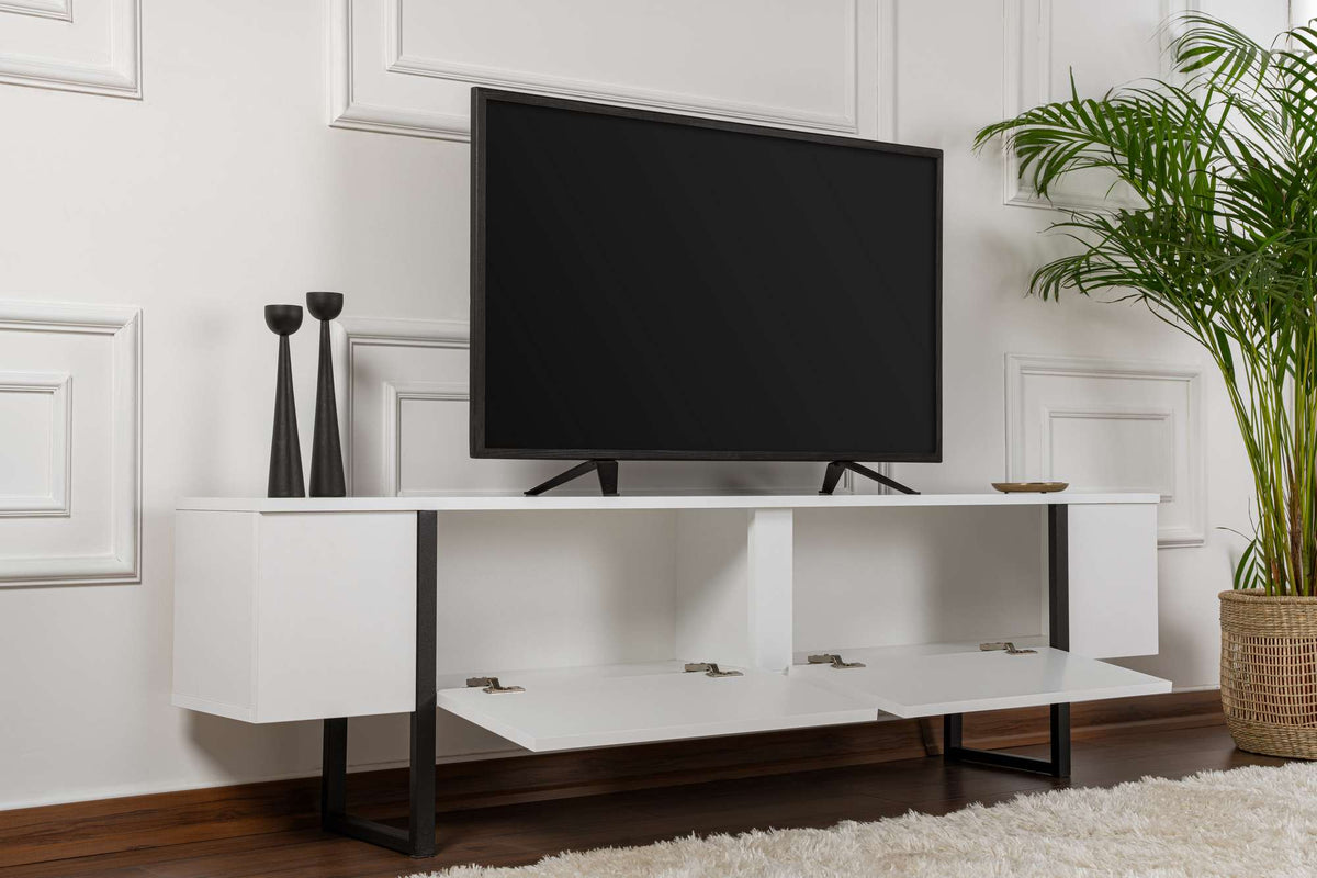 Έπιπλο Τηλεόρασης Volax Λευκό - Μαύρο 180x30x45 εκ. Μελαμίνης