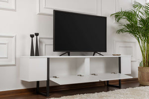 Έπιπλο Τηλεόρασης Volax Λευκό - Μαύρο 180x30x45 εκ. Μελαμίνης