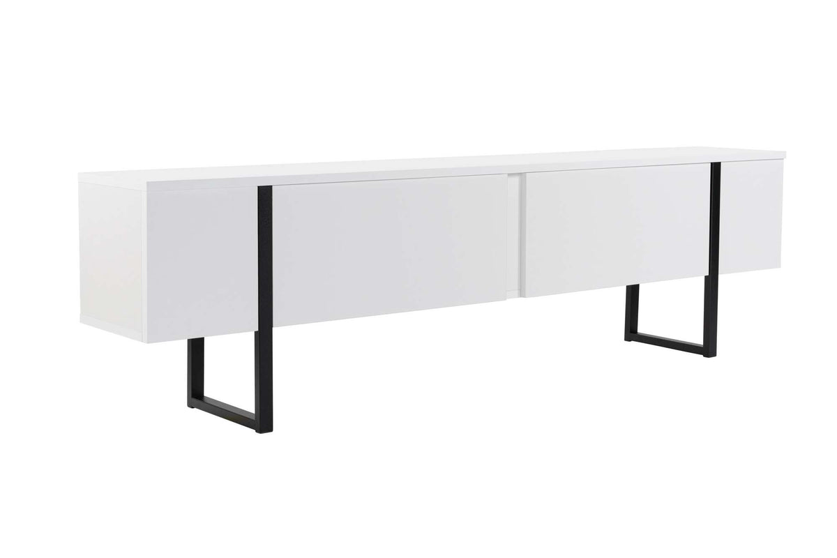 Έπιπλο Τηλεόρασης Volax Λευκό - Μαύρο 180x30x45 εκ. Μελαμίνης