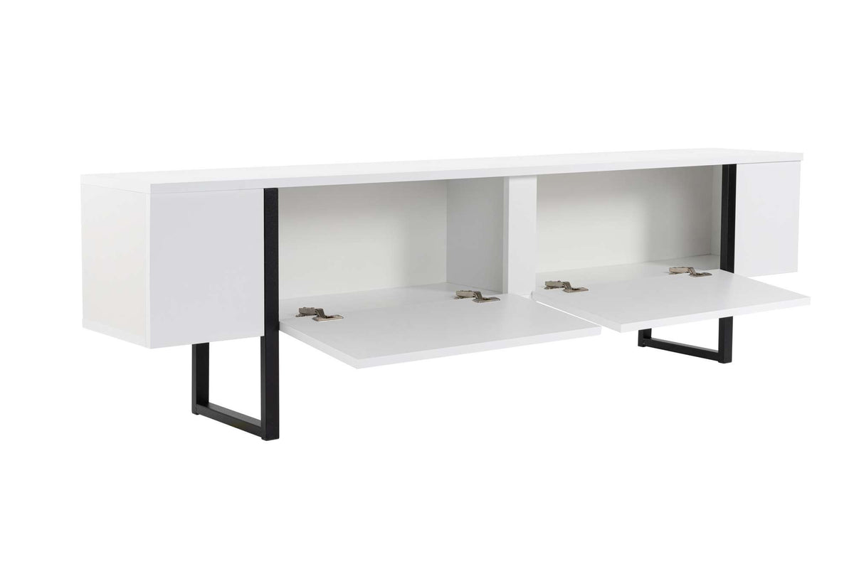 Έπιπλο Τηλεόρασης Volax Λευκό - Μαύρο 180x30x45 εκ. Μελαμίνης