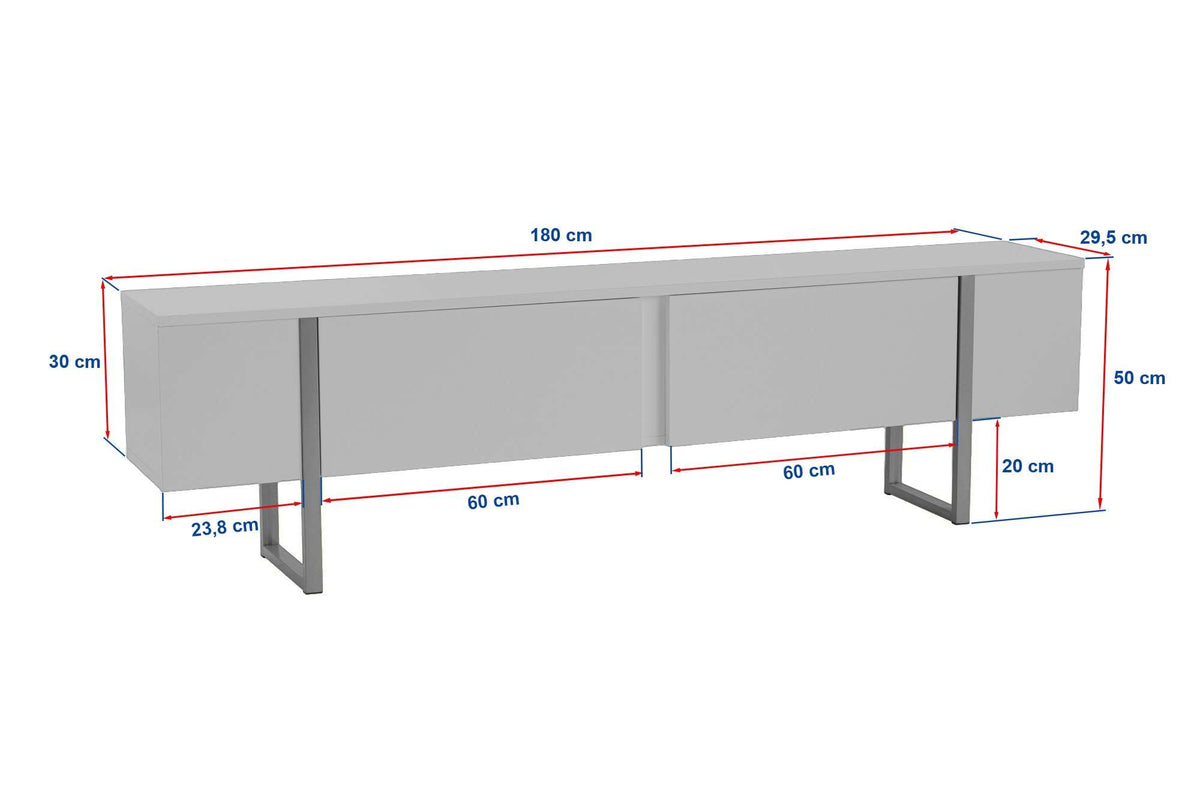Έπιπλο Τηλεόρασης Volax Λευκό - Μαύρο 180x30x45 εκ. Μελαμίνης