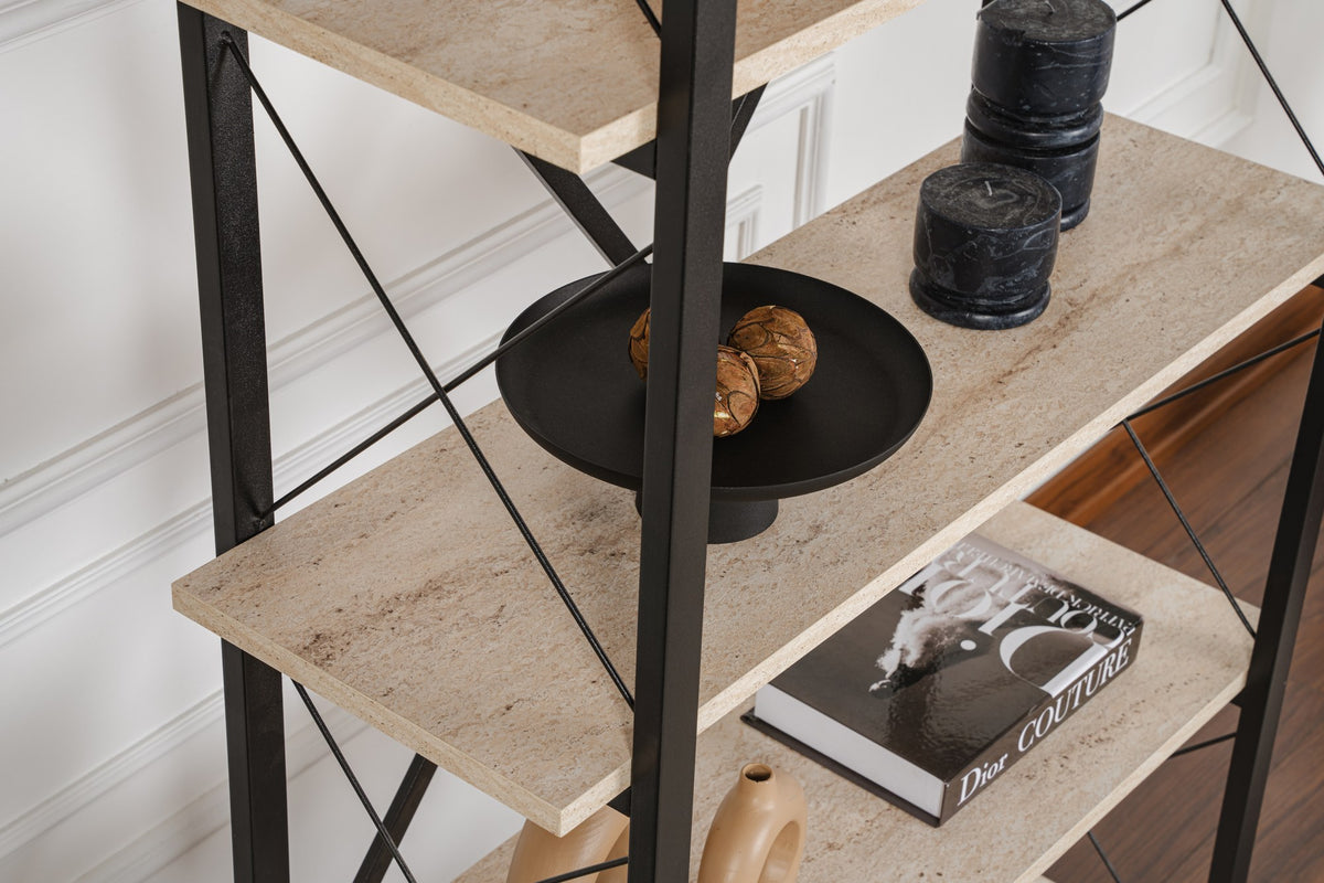Βιβλιοθήκη Aedipsos Travertine - Μαύρο 90x34x180 εκ. Μελαμίνης