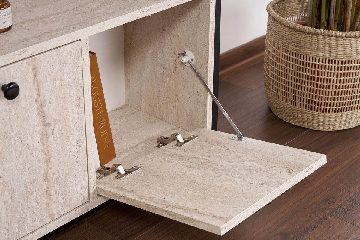 Κονσόλα Grammata Travertine - Μαύρο 120x30x77 εκ. Μελαμίνης