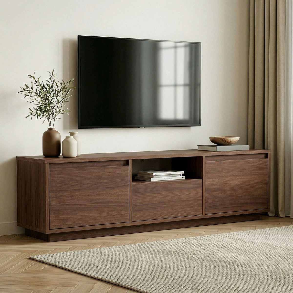 Έπιπλο Τηλεόρασης Glyfada Καρυδί Milano 160x30x42 εκ. Μελαμίνης