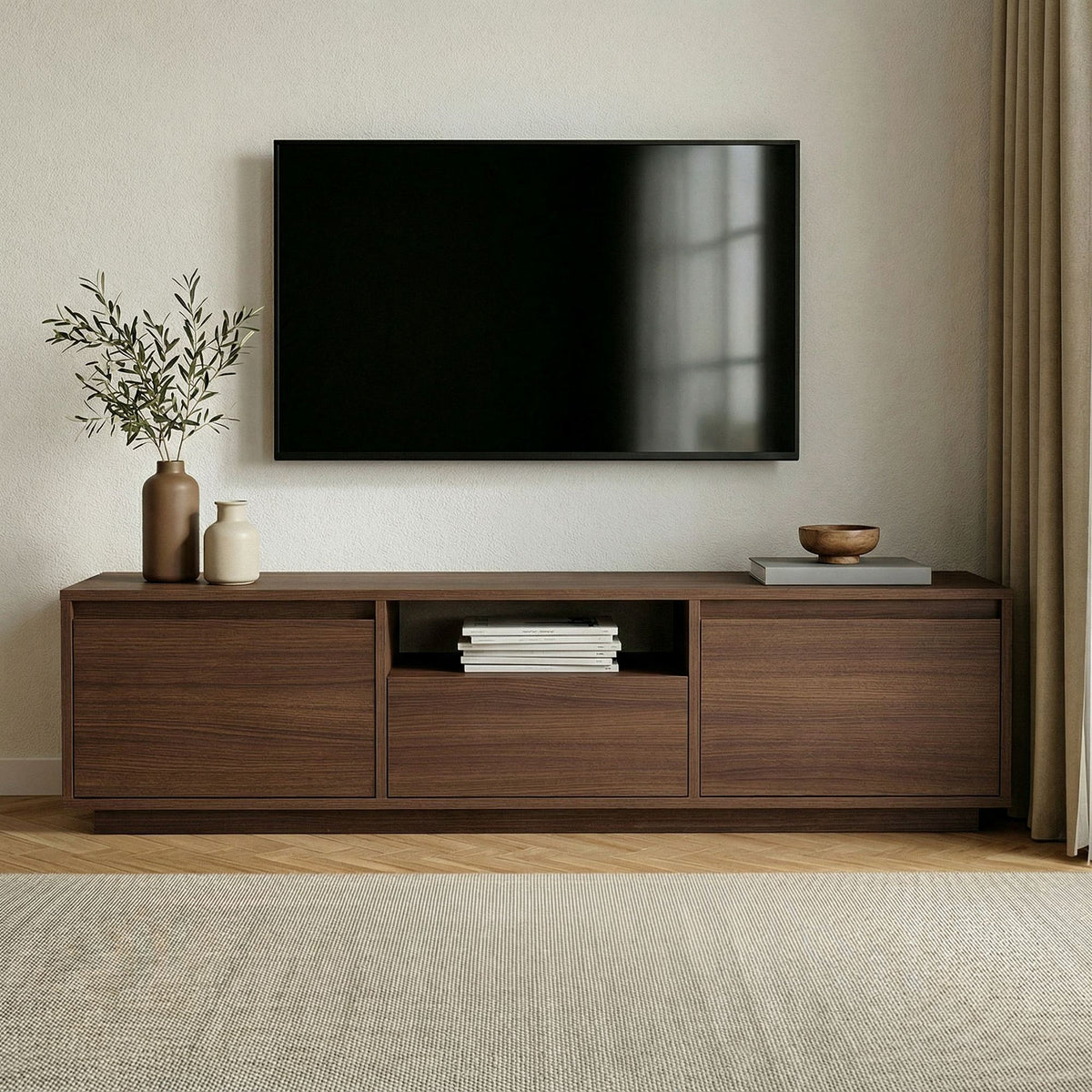 Έπιπλο Τηλεόρασης Glyfada Καρυδί Milano 160x30x42 εκ. Μελαμίνης