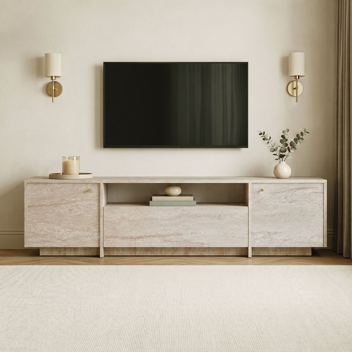 Έπιπλο Τηλεόρασης Gialiskari Travertine 180x35x46 εκ. Μελαμίνης